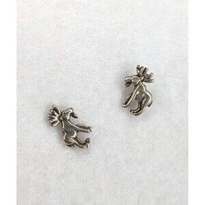 .925 Sterling Silver Moose Stud Earrings for Pierced Ears
